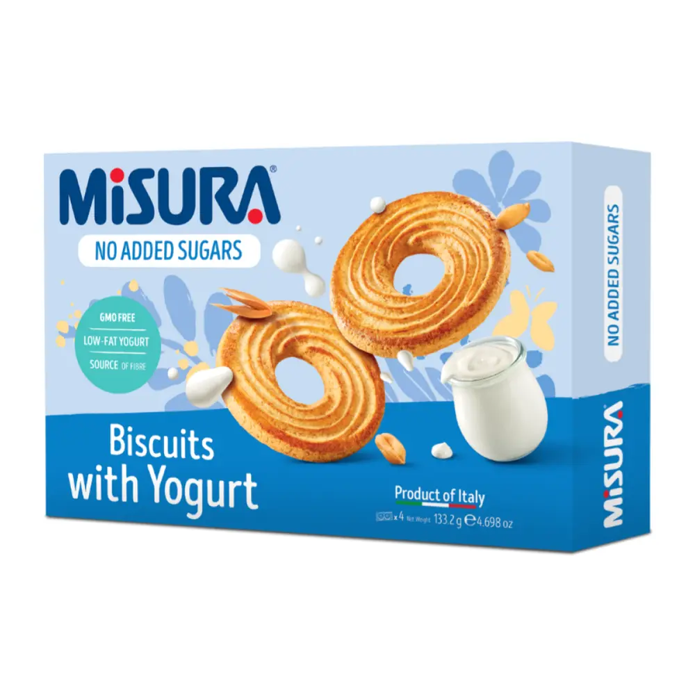 Bánh Quy Sữa Chua Không Đường, Biscuits with Yogurt, No Added Sugars, 4 Gói, 4.698 oz (133.2g) - MISURA